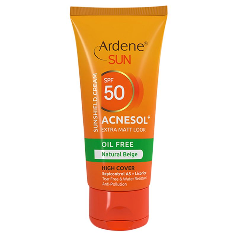 کرم ضدآفتاب رنگی آردن Acnesol pluse SPF50 فاقد چربی با پوشش بالا